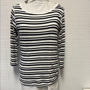 NWOT- Three Dots Black and White Fitted Long Sleeve Tee